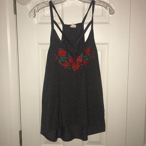 Gray rose tank top